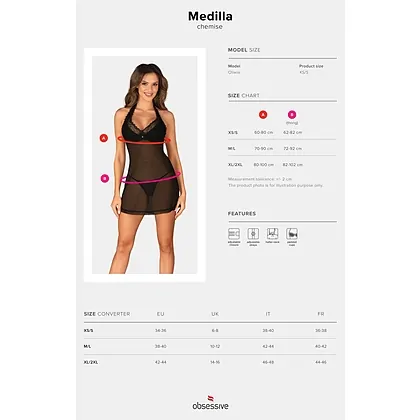 Chemise Obsessive Medilla Negru XS-S