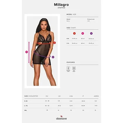 Chemise Obsessive Millagro Negru S-M