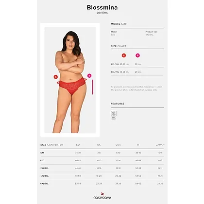 Chilot Obsessive Blossmina Roșu 4XL-5XL