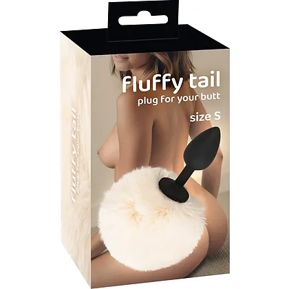 Coadă Pufoasă White S – Plug Flexibil Din silicon, 14.2 cm Alb