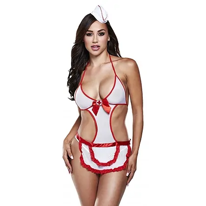 Costum Baci Nurses Negligee Alb S-L