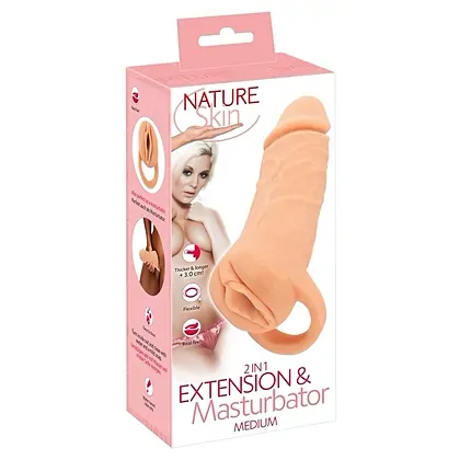 Extensie 2în1 Nature Skin MEDIUM +3 cm, TPE