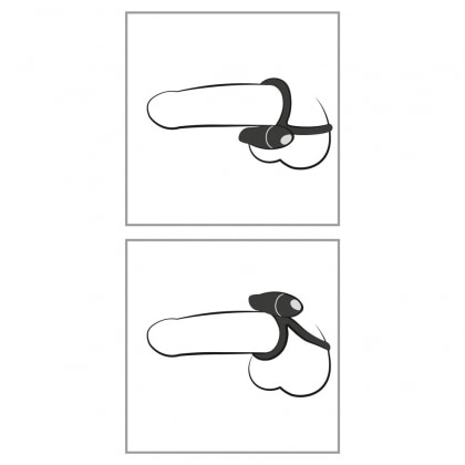 Inel Penis Smile Double Penis Cage Negru