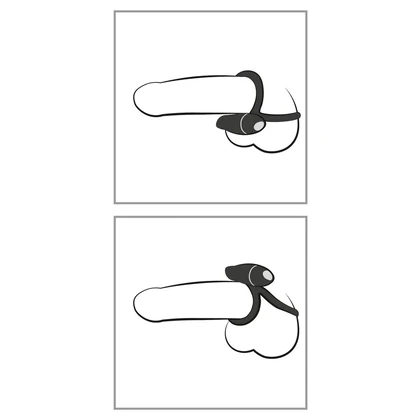 Inel Penis Smile Double Penis Cage Negru