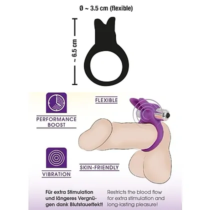 Inel Pentru Penis Cu Vibrații Rabbit Mov