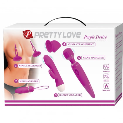 Kit Purple Desire 4 Piese Vibratoare Pentru Stimulare Variată Mov