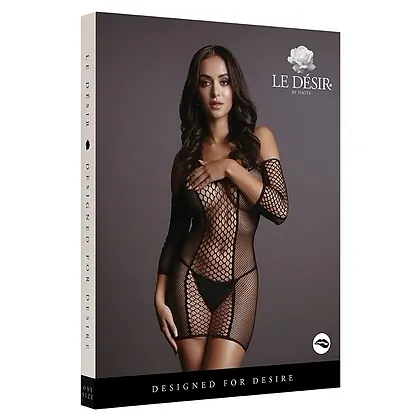 Le Desir Duo Net Sleeved Mini Dress Negru S-L