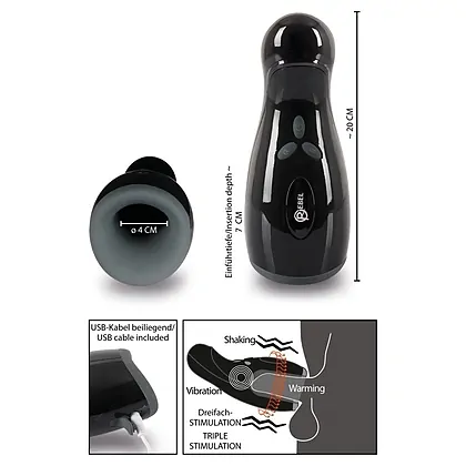 Masturbator Bărbați Cu Încălzire 3 Rebel Negru