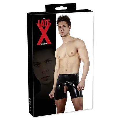 Pantaloni Latex Cu Gaură Negru S