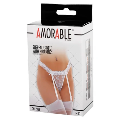 Portjartier Cu Dresuri Amorable Claudia Alb S-L