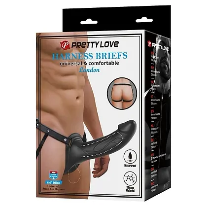 Pretty Love Landon cu Harness Reglabil și Dildo 16,8 cm Negru