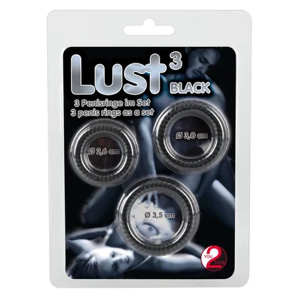 Set 3 Inele Love Negru