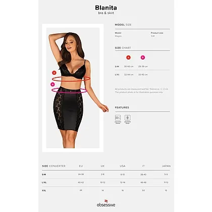 Set Fustă Și Sutien Obsessive Blăniță Negru L-XL