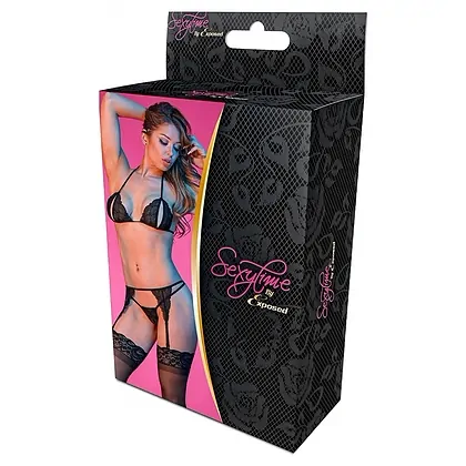 Set Magic Silk Peek-a-Boo Negru L-XL