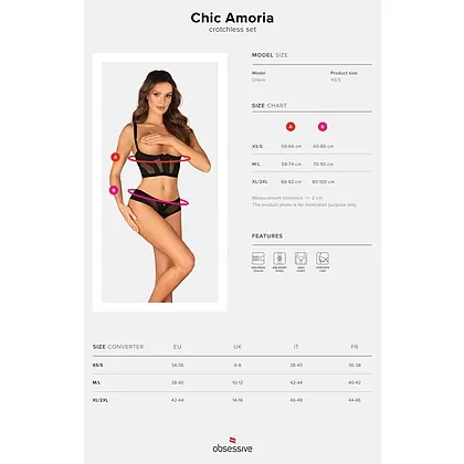 Set Obsessive Chic Amoria 2 Piese Decupat Negru XS-S