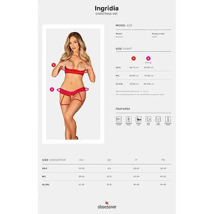 Set Obsessive Ingridia Decupat Roșu XL-2XL