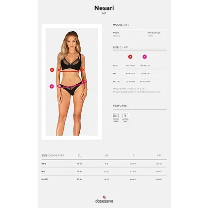 Set Obsessive Nesari 2 Piese Negru XS-S