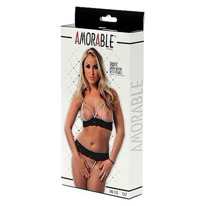 Set Open With Pearls Amorable Negru S-L