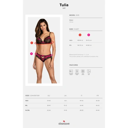 Set Sexy Obsessive Tulia din Dantelă Negru XS-S
