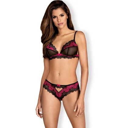 Set Sexy Obsessive Tulia din Dantelă Negru XS-S
