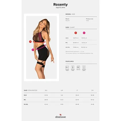 Set Top Skirt Rosenty Negru XS-S