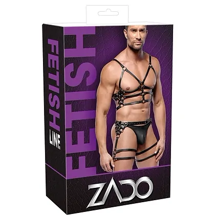 ZADO Set Hamuri Din Piele Reglabile cu Detalii Metalice M-L Negru M-L