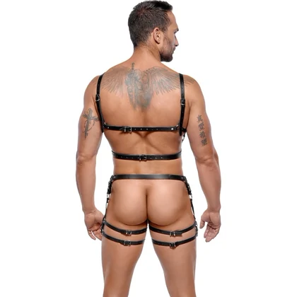 ZADO Set Hamuri Din Piele Reglabile cu Detalii Metalice M-L Negru M-L