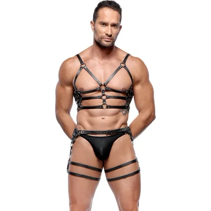 ZADO Set Hamuri Din Piele Reglabile cu Detalii Metalice M-L Negru M-L