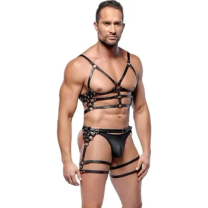 ZADO Set Hamuri Din Piele Reglabile cu Detalii Metalice M-L Negru M-L