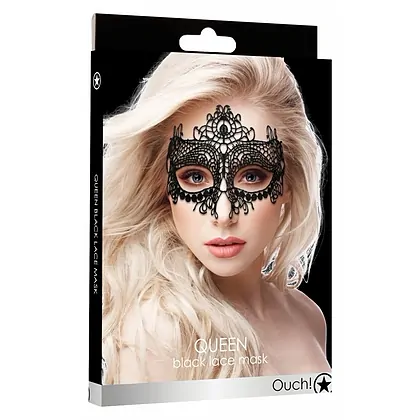 Queen Lace Mask Negru