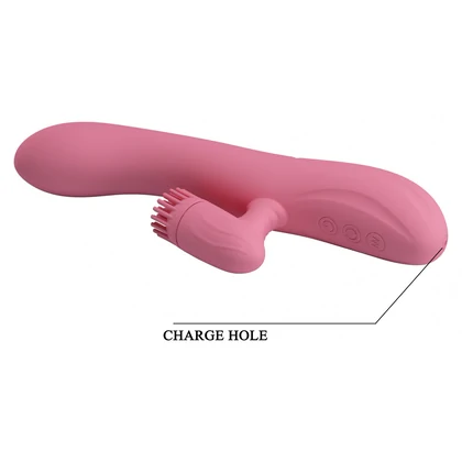 Rabbit Chris Rotativ Reîncărcabil cu Limbă și Braț Pentru Clitoris Roz