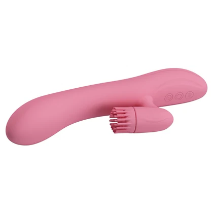 Rabbit Chris Rotativ Reîncărcabil cu Limbă și Braț Pentru Clitoris Roz