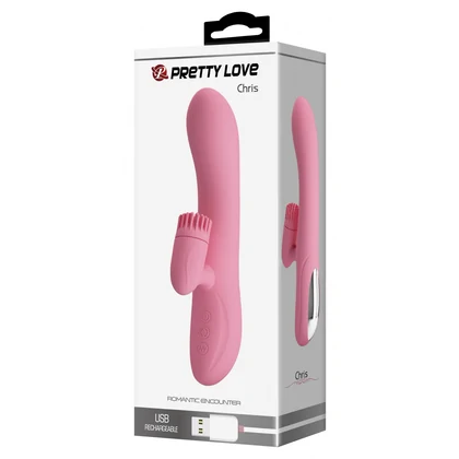 Rabbit Chris Rotativ Reîncărcabil cu Limbă și Braț Pentru Clitoris Roz