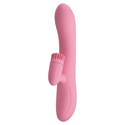 Rabbit Chris Rotativ Reîncărcabil cu Limbă și Braț Pentru Clitoris Roz