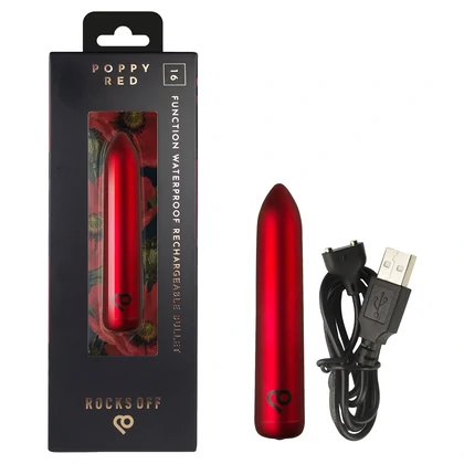 Rocks Off Mini Vibrator — 16 Moduri, Reîncărcabil Roșu