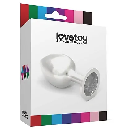 Rosebud Plug Metalic L cu Bijuterie Mov — Elegant, Lucios Argintiu