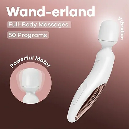 Satisfyer Wand-erland — 50 Programe, IPX7, Reîncărcabil Alb