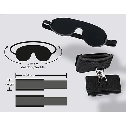 Set Blindfold Handcuffs Negru