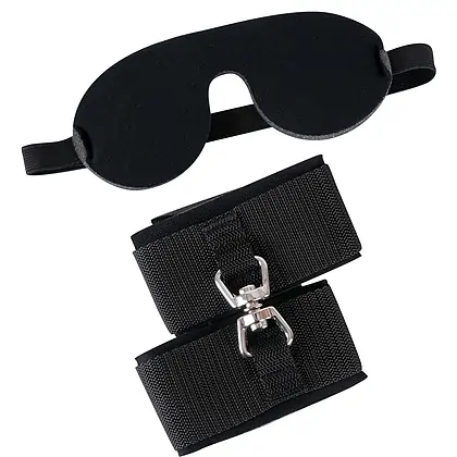 Set Blindfold Handcuffs Negru