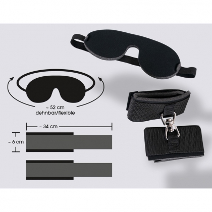 Set Blindfold Handcuffs Negru