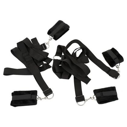 Set Cătușe Mâini Și Glezne Bed Shackles Negru