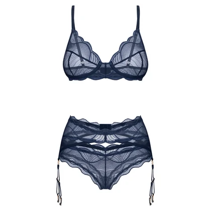 Set Cu Portjartier Obsessive Nightly Albastru XS-S