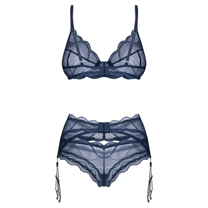 Set Cu Portjartier Obsessive Nightly Albastru XS-S