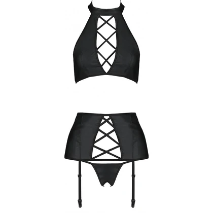 Set Din Piele Passion Nancy Negru S-M