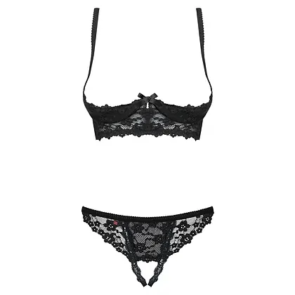 Set Fără Cupe Obsessive Letica Negru S-M