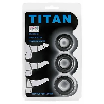 Set Inele Penis Titan 3 în 1 Silicone Negru