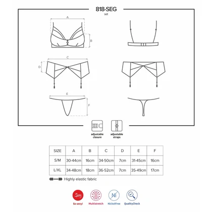 Set Lenjerie Intimă Obsessive 818-SEG Negru S-M