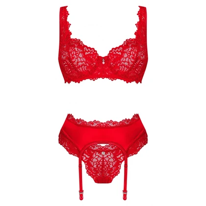 Set Obsessive Amor Cherris 3 Piese Roșu S-M