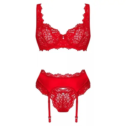 Set Obsessive Amor Cherris 3 Piese Roșu S-M