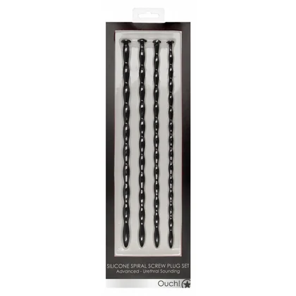 Silicone Spiral Plug Set Advanced Urethral Sounding Negru